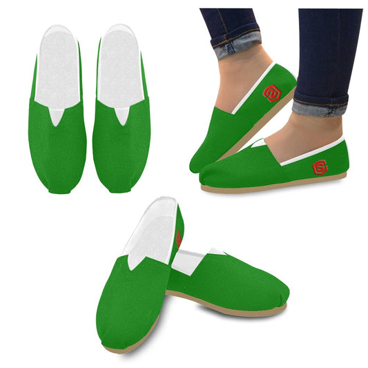 GREEN casual shoes for women WITH RED LOGO Casual Canvas Women's Shoes (Model 004) (Designs are mirrored)