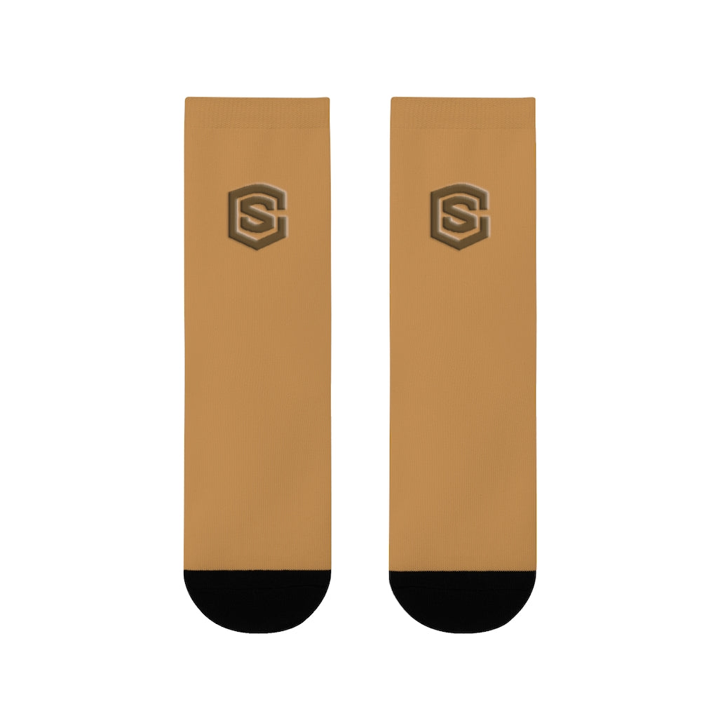 Brown Sublimation Crew Socks (EU) Brown Logo