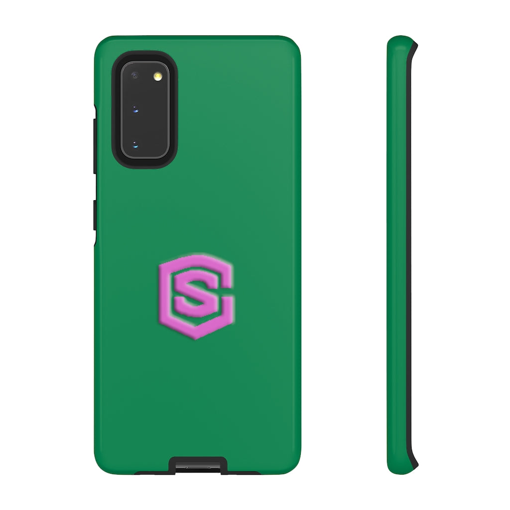 Green Tough Cases Pink Logo