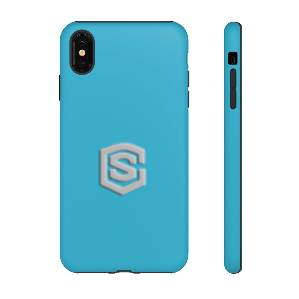 Blue Tough Cases Silver Logo