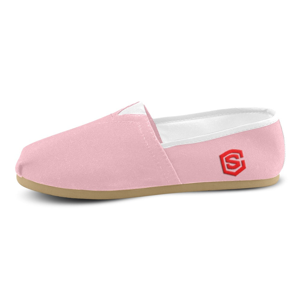 PINK casual shoes for women WITH RED LOGO Casual Canvas Women's Shoes (Model 004) (Designs are mirrored)