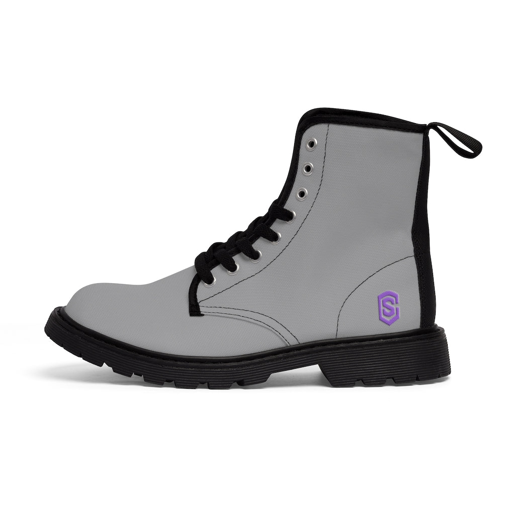 Grey Men's Canvas Boots Violet Logo
