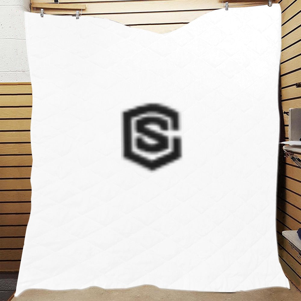 WHITE CUSTOMQUILT BLACK  LOGO Custom Quilt  70" x 80"