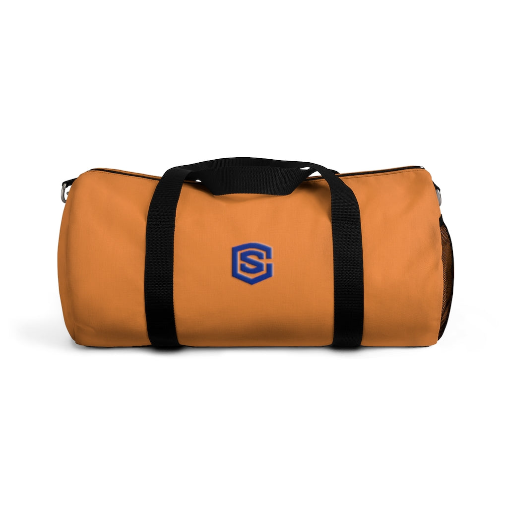 Orange Duffel Bag Blue Logo