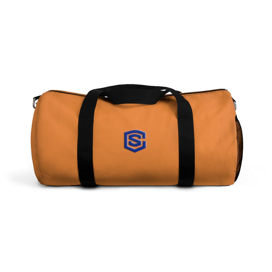 Orange Duffel Bag Blue Logo
