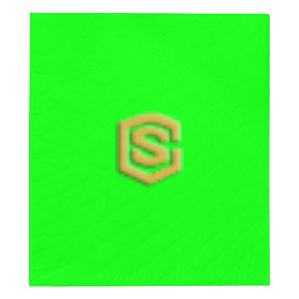 Green Quilt with Gold Logo Custom Quilt  70" x 80"