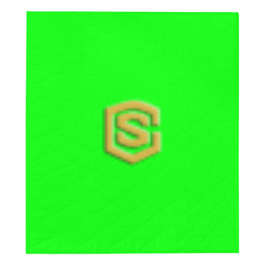 Green Quilt with Gold Logo Custom Quilt  70" x 80"