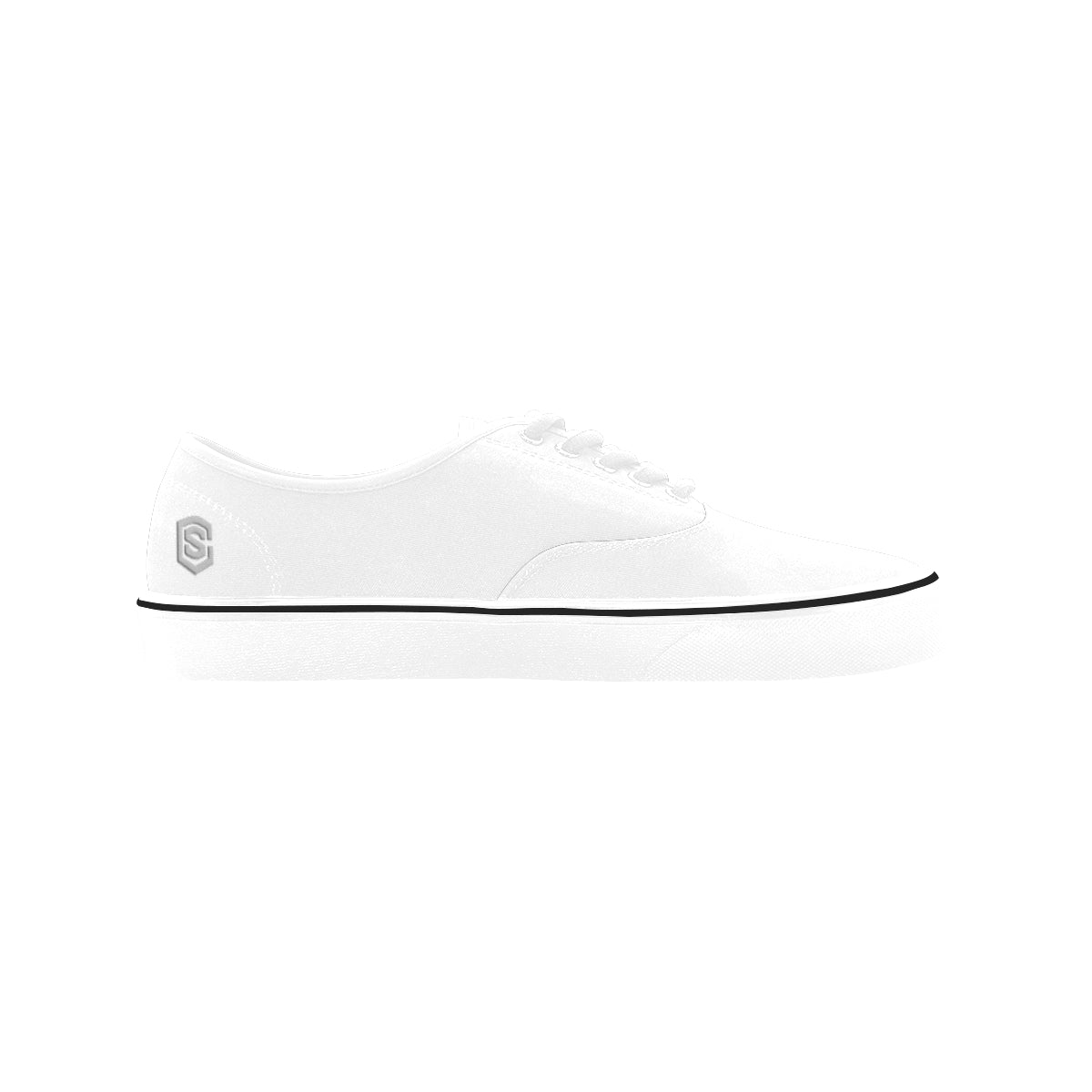 silver logo Classic Women's Canvas Low Top Shoes (Model E001-4)