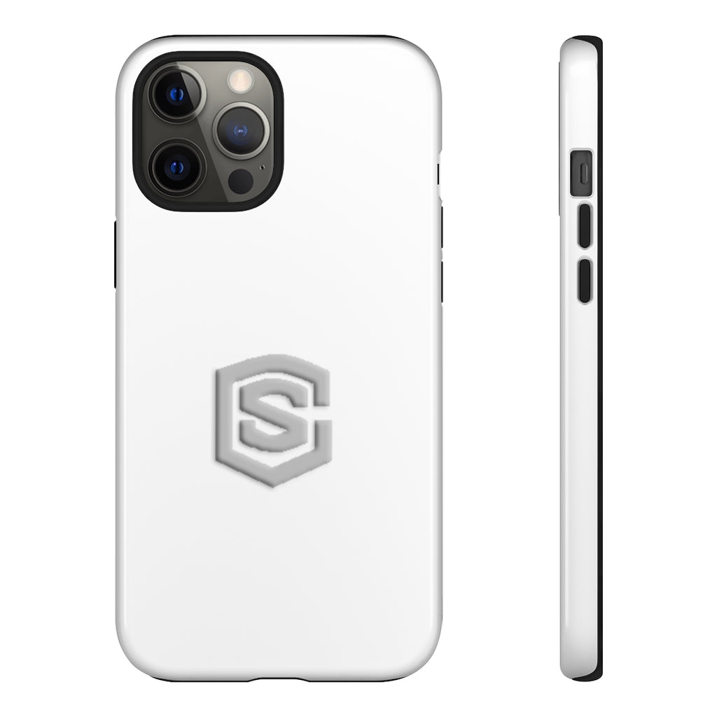 White Tough Cases Silver Logo