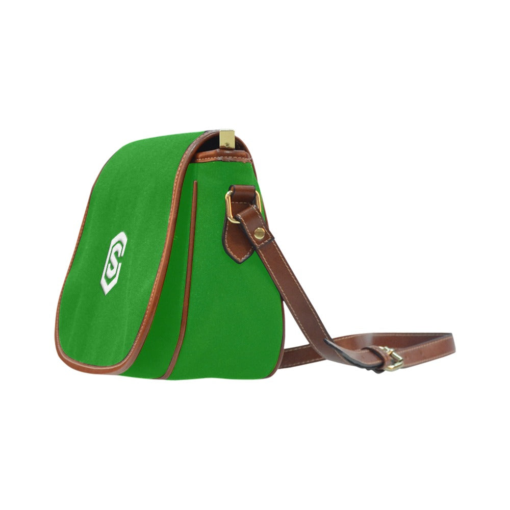 GREEN Saddle Bag WITH WHITE LOGO Saddle Bag (Model 1649) (Small)
