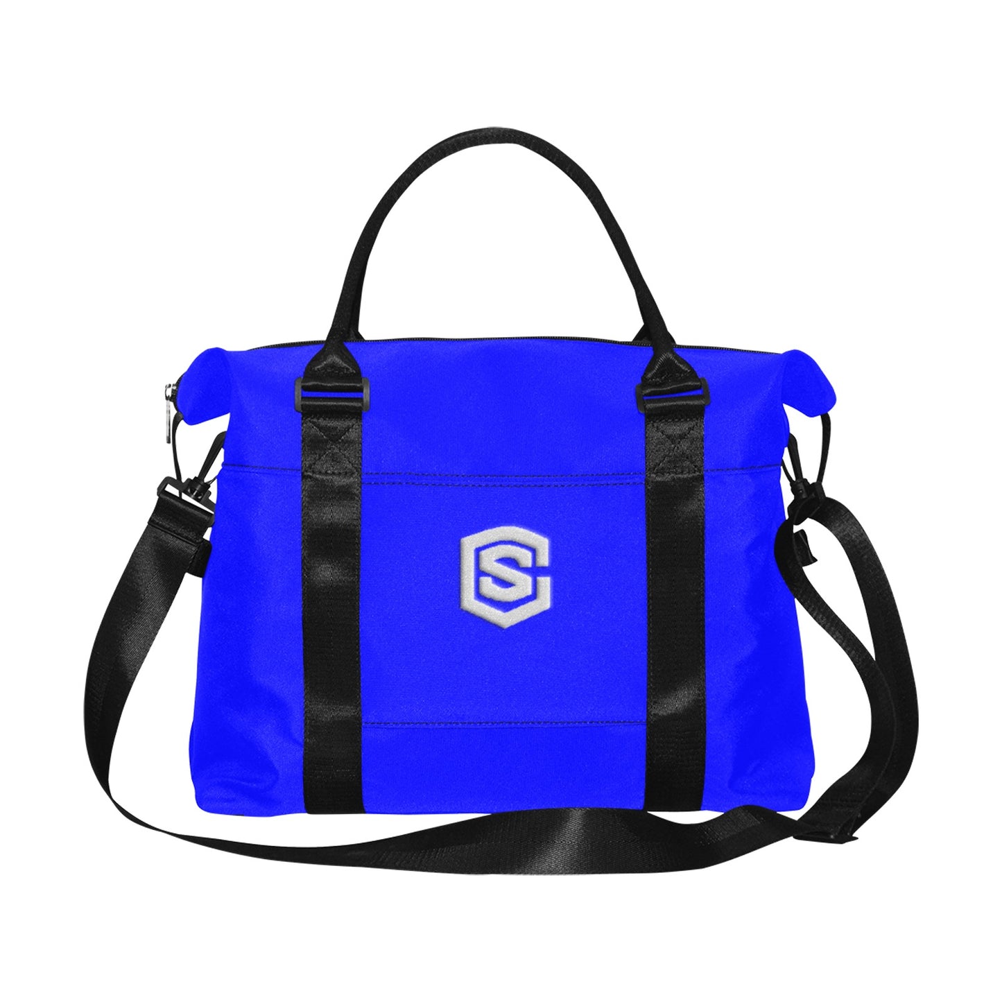 Blue Large Capacity Duffle Bag With Silver Logo Large Capacity Duffle Bag(Model1715)