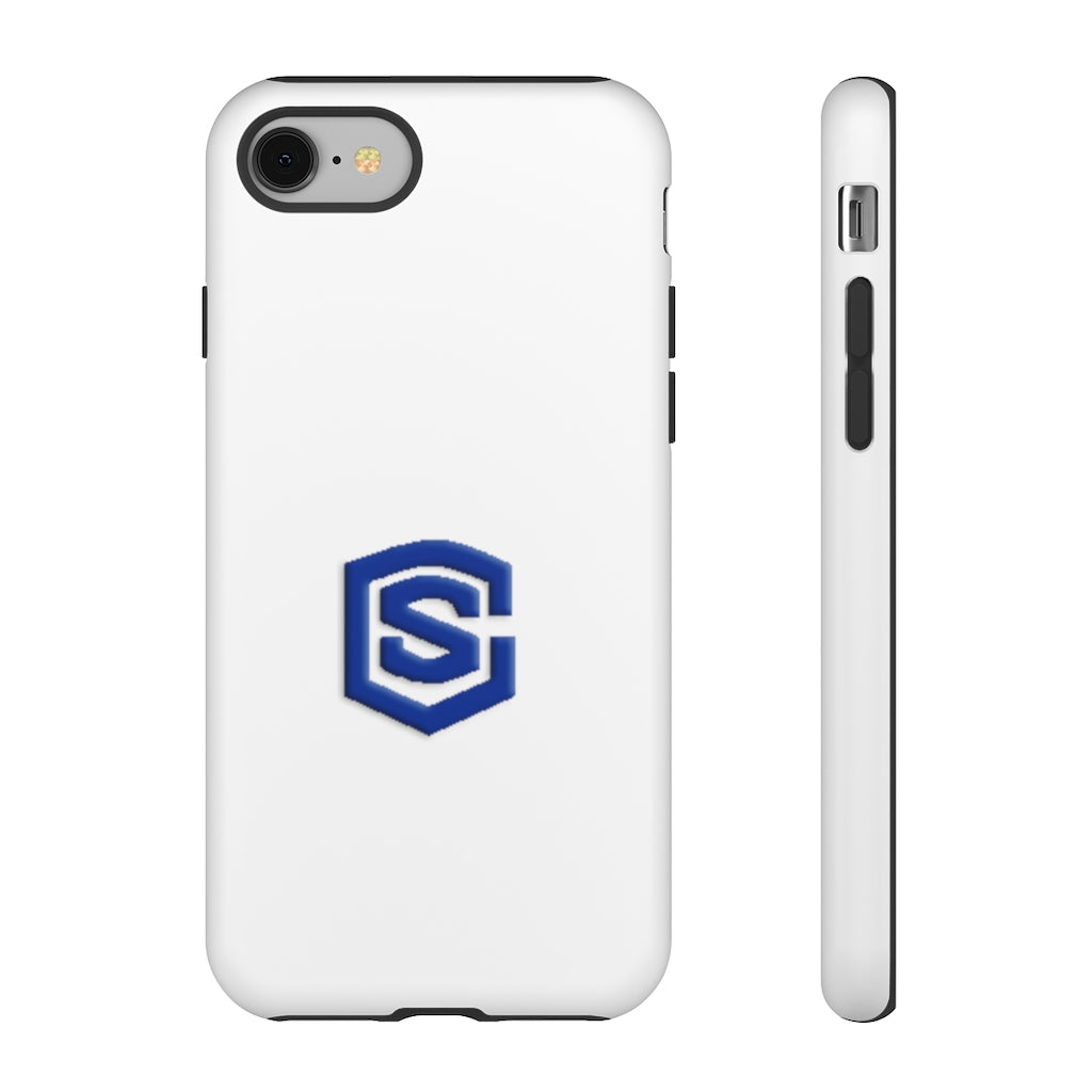 White Tough Cases Blue Logo