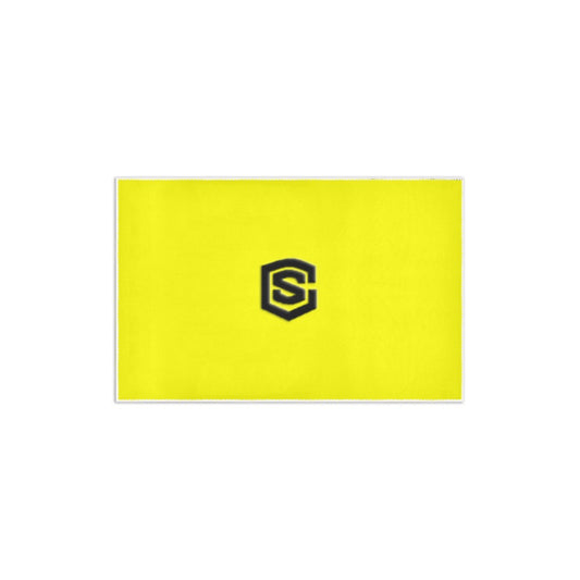 YELLOW SMALL AREA RUG WITH BLACK LOGO Area Rug 2.6' x 1.7'