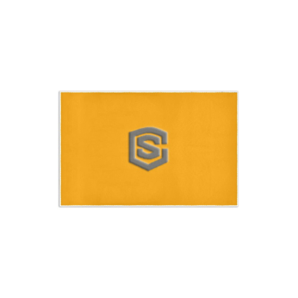 Orange Area Rug 2.6' x 1.7' with Gray Logo Area Rug 2.6' x 1.7'