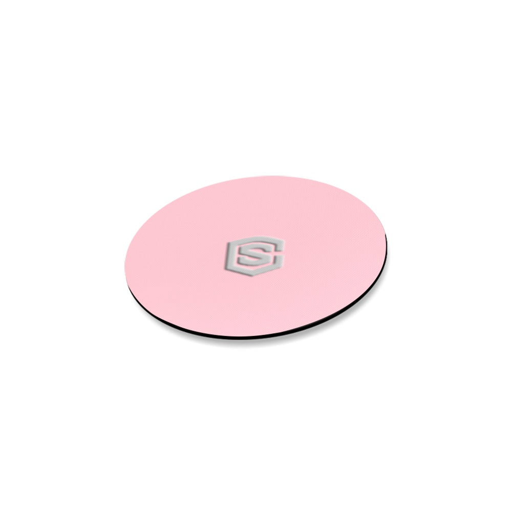Pink Round Coaster with Silver Logo Round Coaster