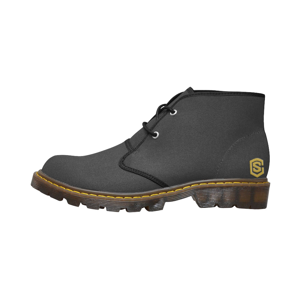 gold logo Women's Canvas Chukka Boots (Model 2402-1)