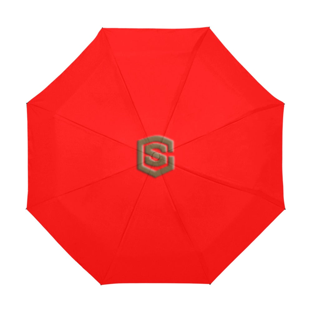 Red Anti-UV Automatic Umbrella With Brown Logo Anti-UV Automatic Umbrella(Outside Printing)(Model U09)