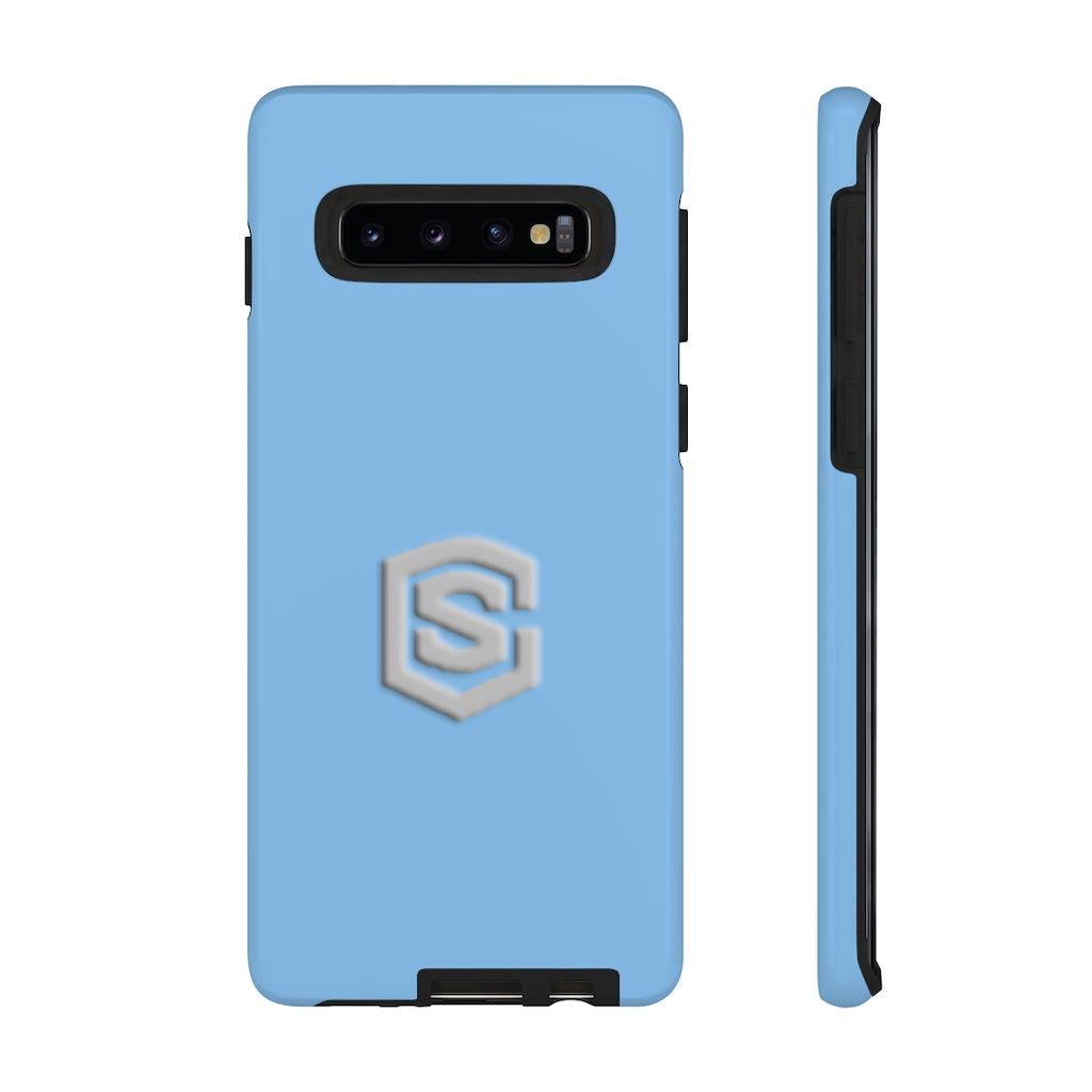 Blue Tough Cases Silver Logo