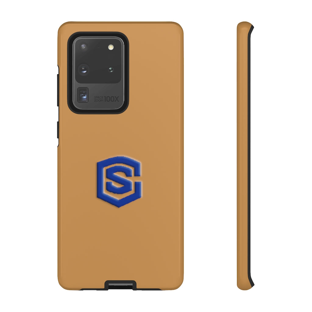 Brown Tough Cases Blue Logo
