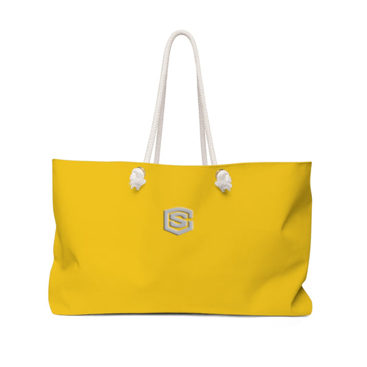 Yellow Weekender Bag Silver Logo