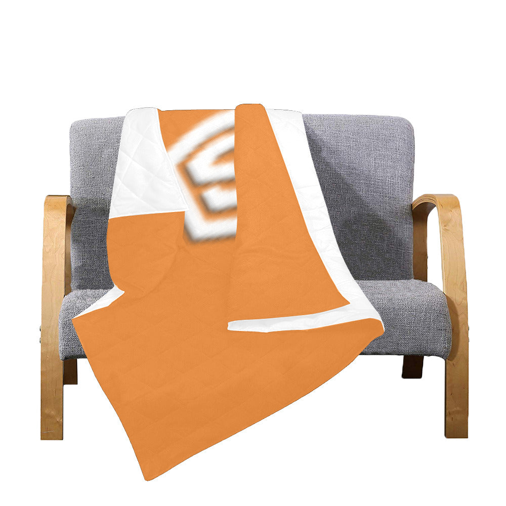 Orange Custom Quilt White Logo Custom Quilt 50" x 60"