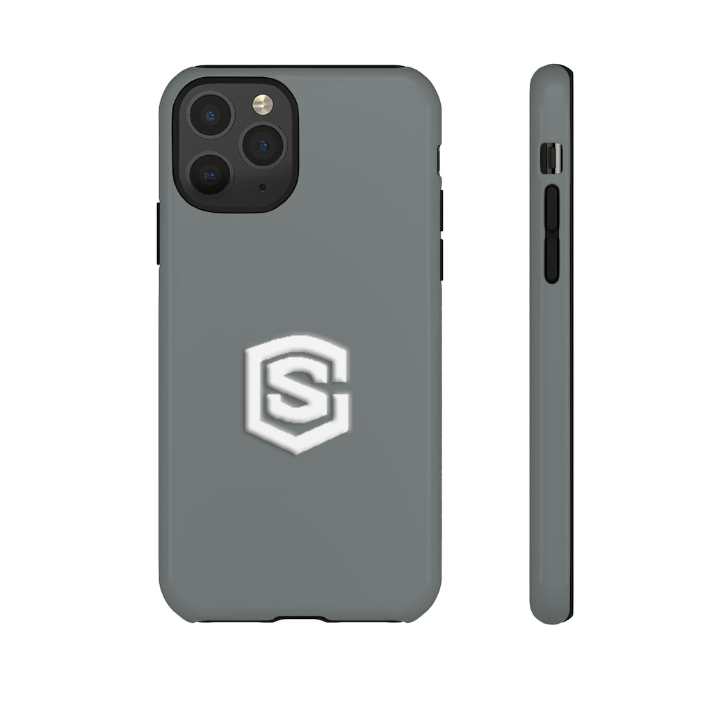Grey Tough Cases White Logo