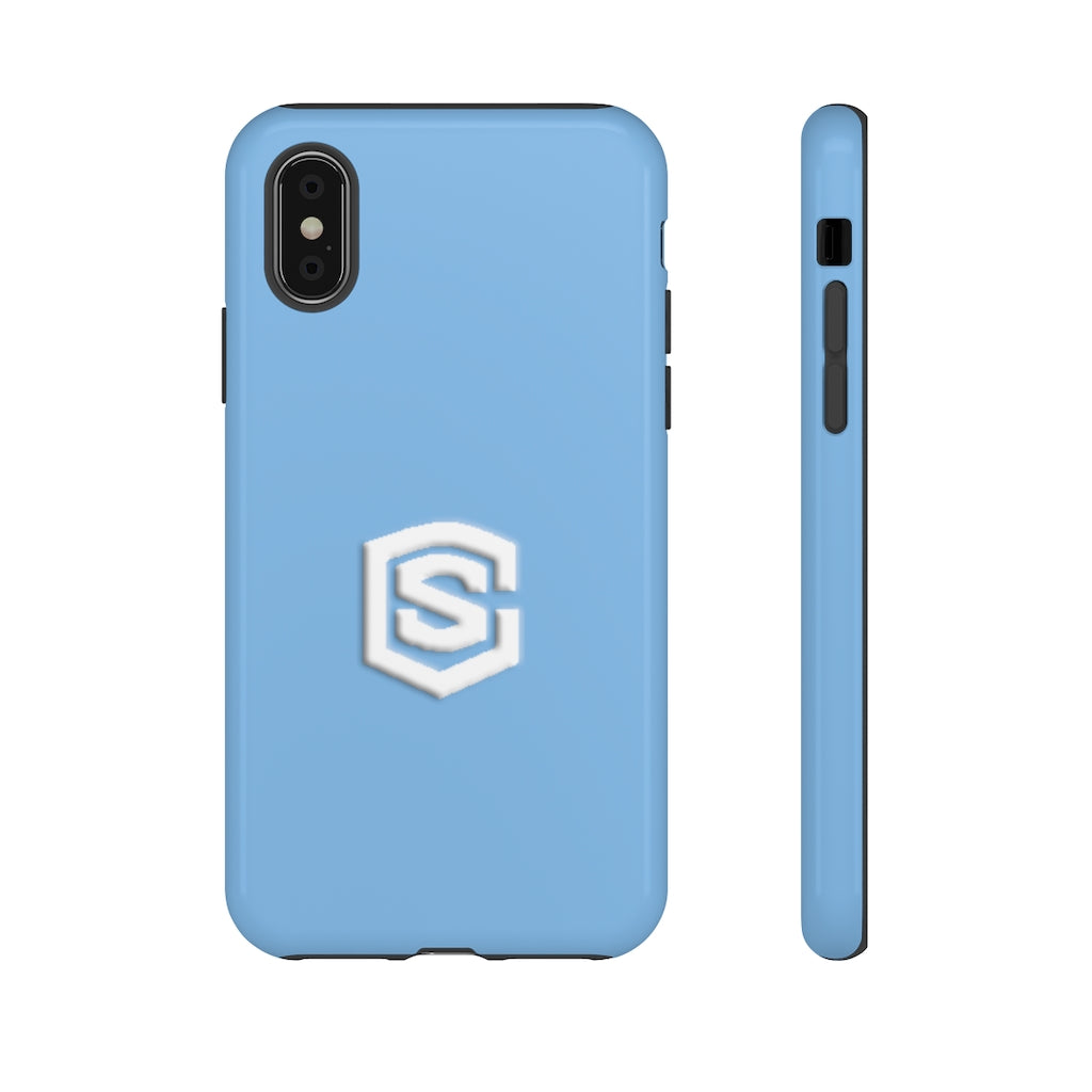 Light Blue Tough Cases White Logo