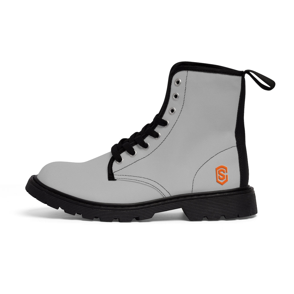 Silver Men's Canvas Boots Orange Logo