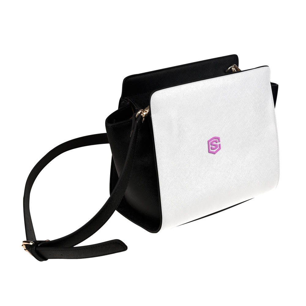 LIGHT GRAY SATCHEL BAG pink logo Satchel Bag (Model 1635)