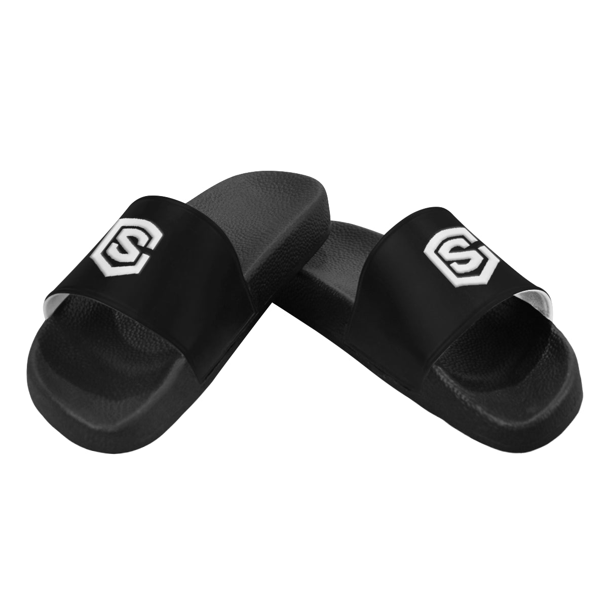 white logo Men's Slide Sandals (Model 057)