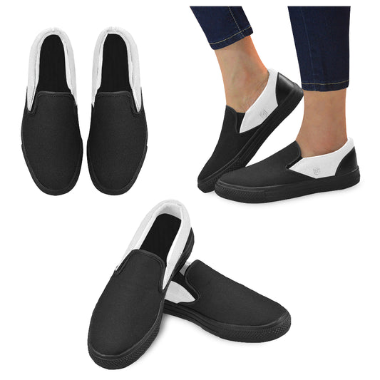 white logo Women's Slip-on Canvas Shoes (Model 019)