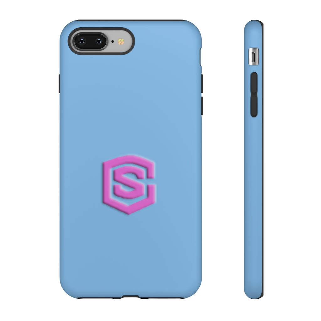 Blue Tough Cases Pink Logo