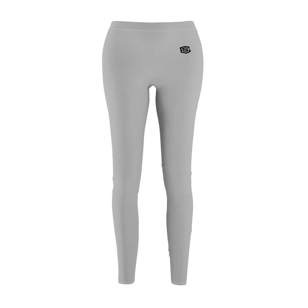 Grey Women's Cut & Sew Casual Leggings Black logo