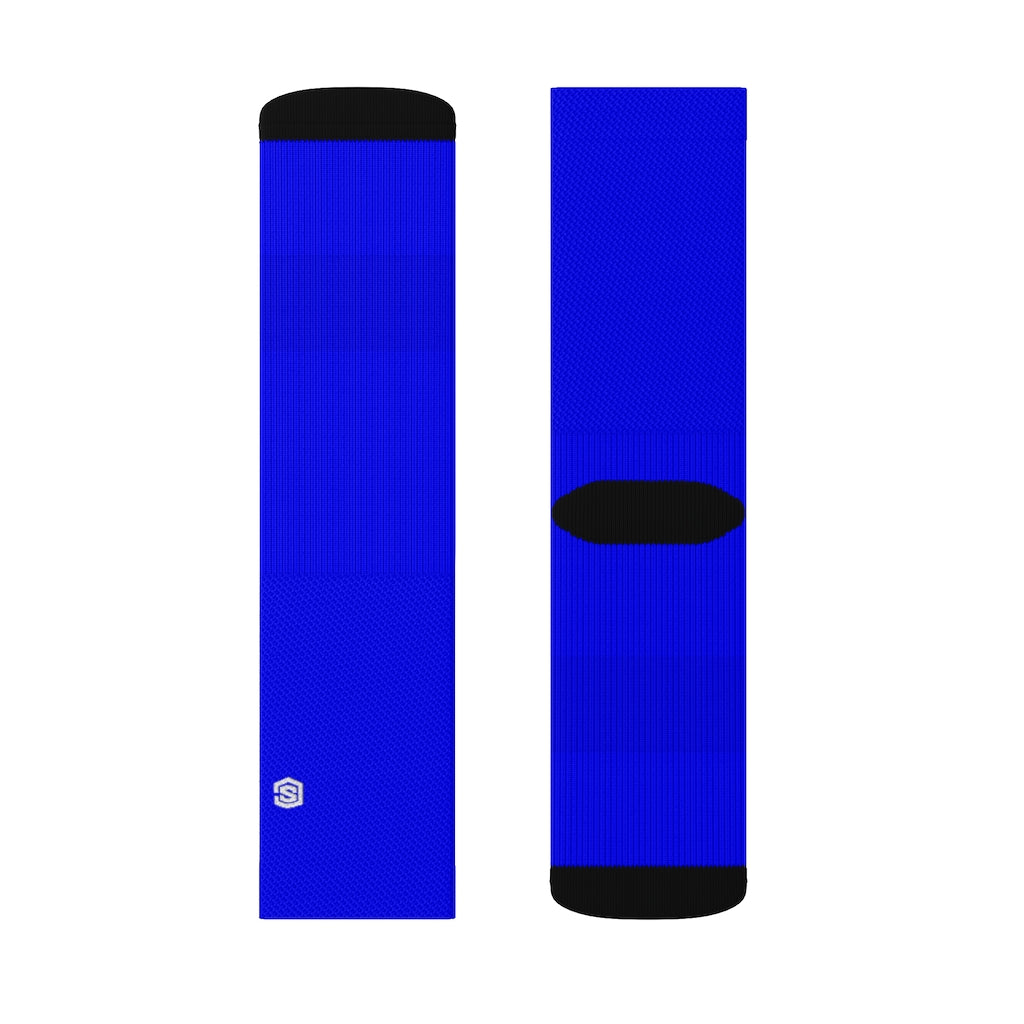 Blue Sublimation Socks with White Logo