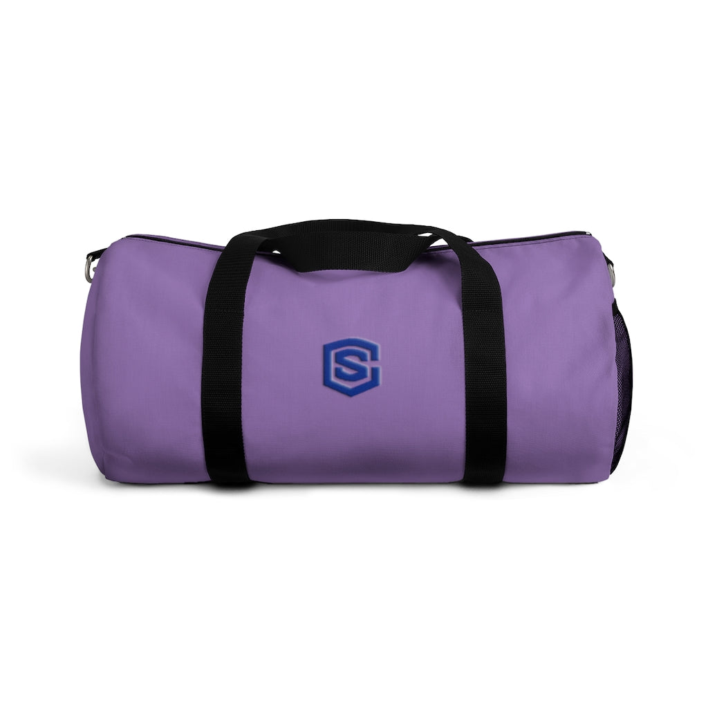 Purple Duffel Bag Blue Logo