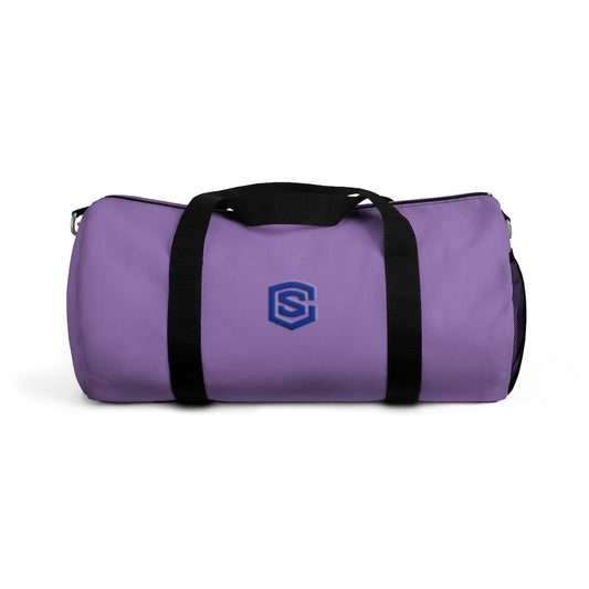 Purple Duffel Bag Blue Logo