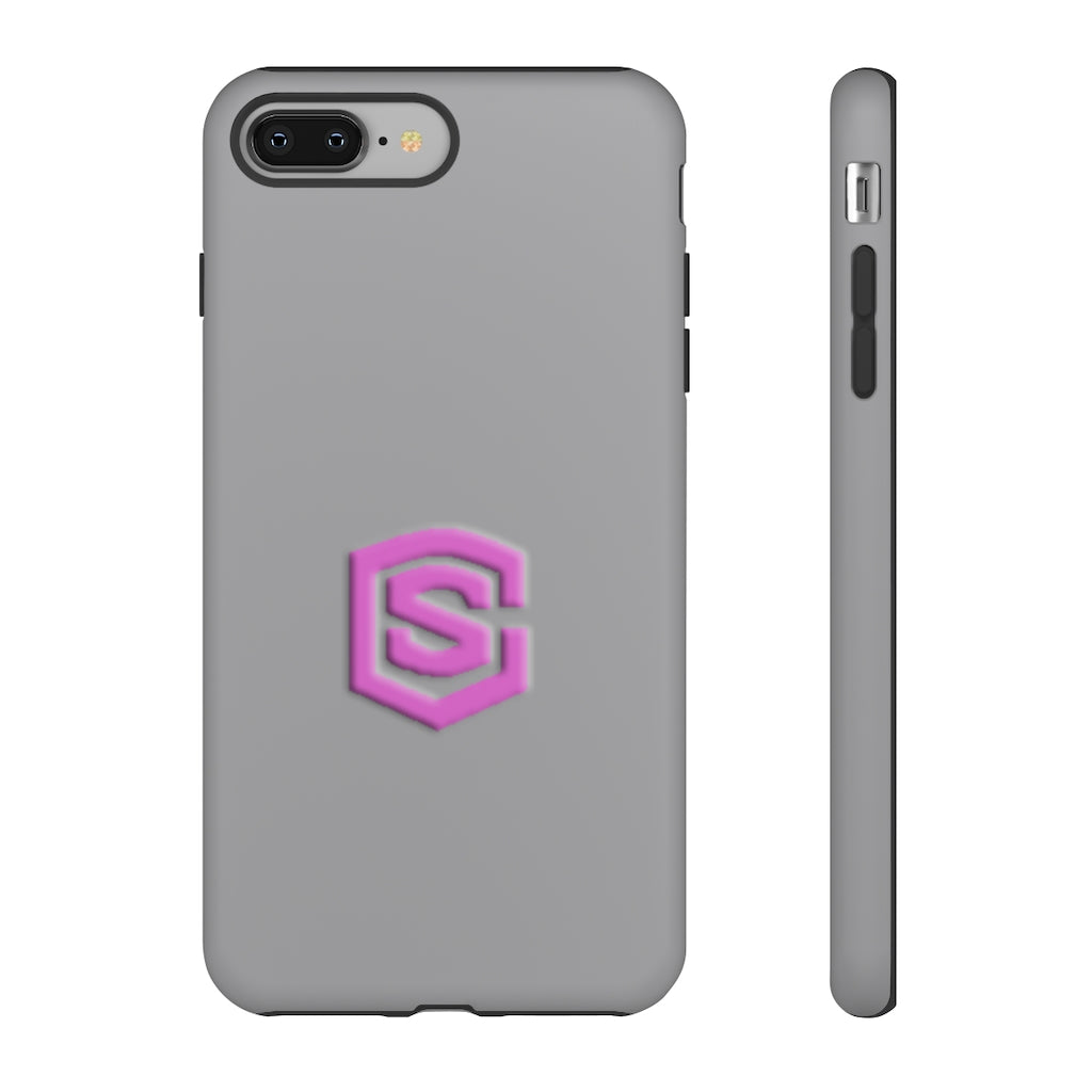 Grey Tough Cases Pink Logo