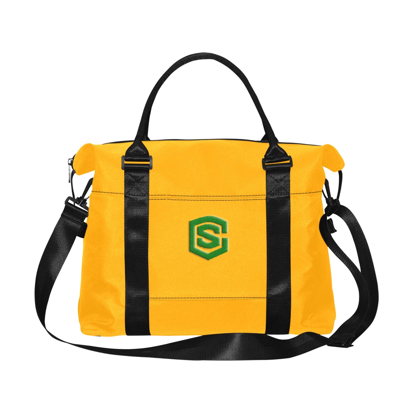 Orange Large Capacity Duffle Bag With Green Logo Large Capacity Duffle Bag(Model1715)