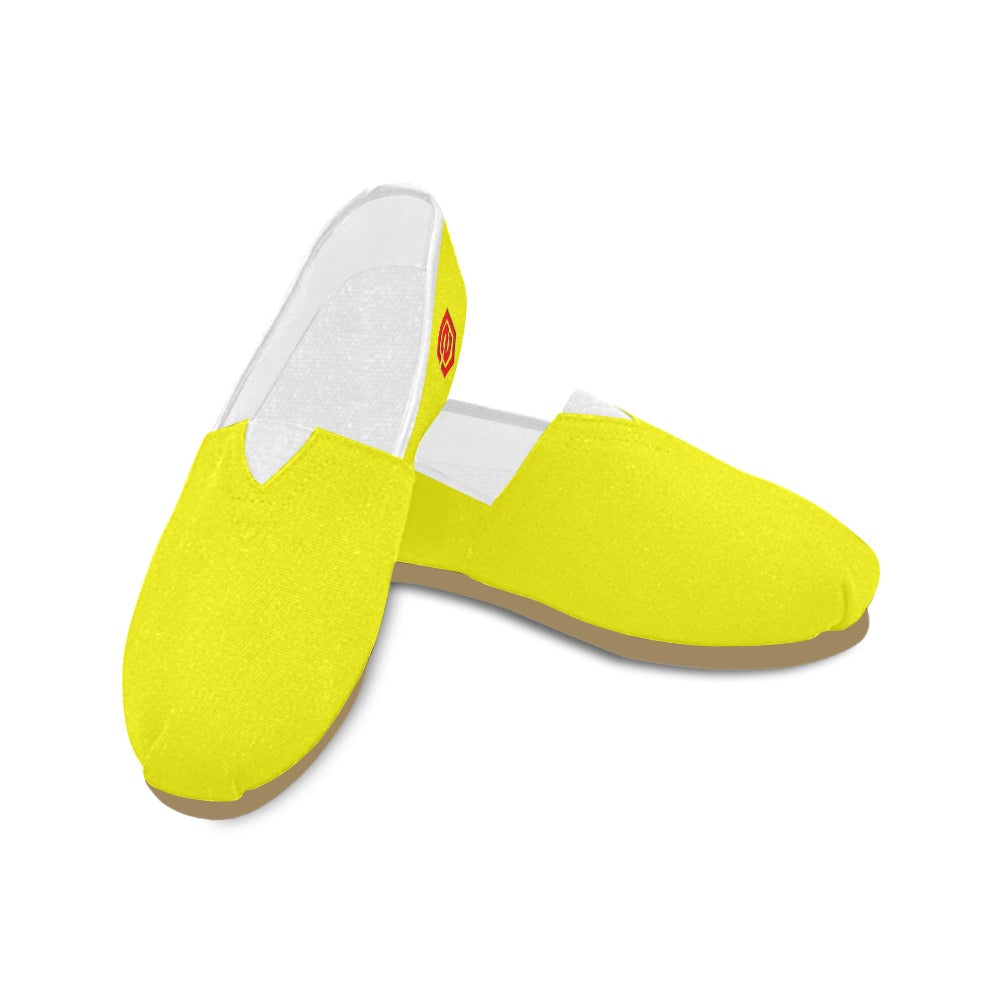 YELLOW casual shoes for women WITH RED LOGO Casual Canvas Women's Shoes (Model 004) (Designs are mirrored)