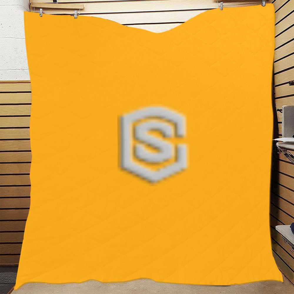 Orange  Quilt with Silver Logo Custom Quilt  70" x 80"