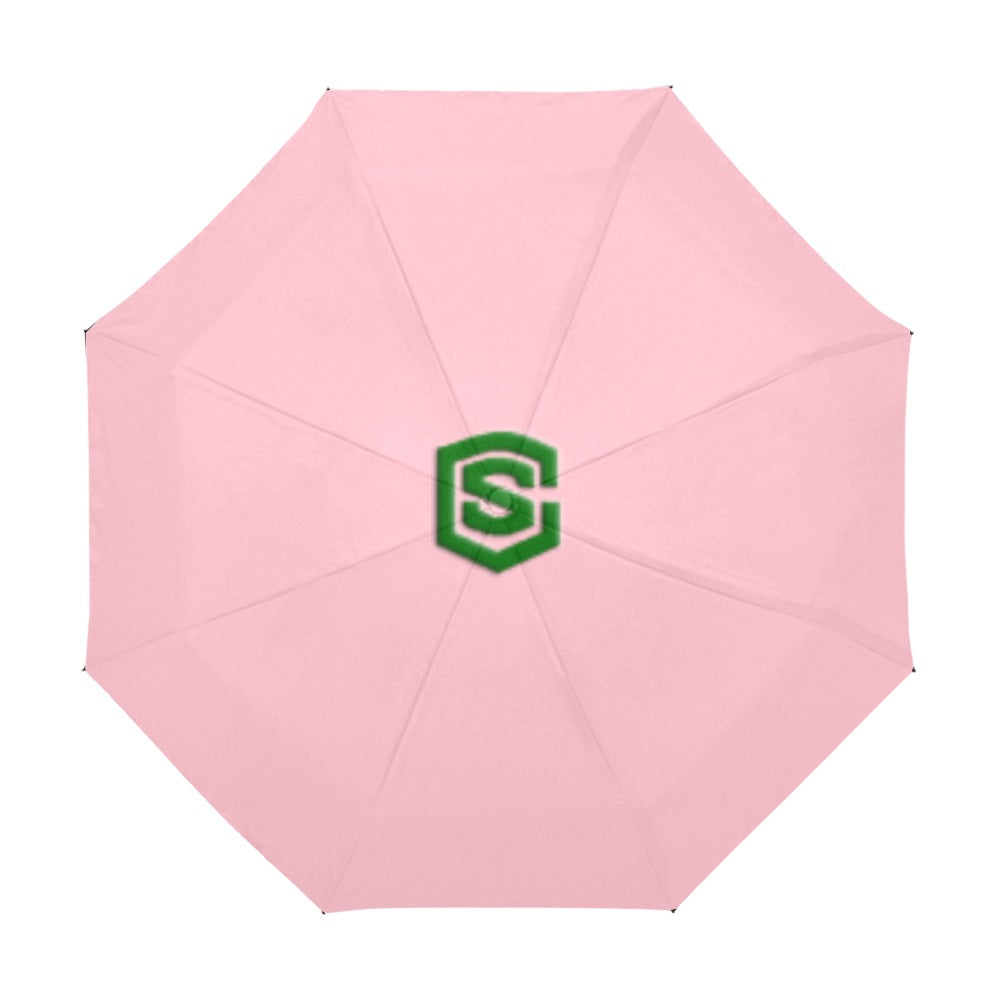 Pink Anti-UV Automatic Umbrella With Green Logo Anti-UV Automatic Umbrella(Outside Printing)(Model U09)