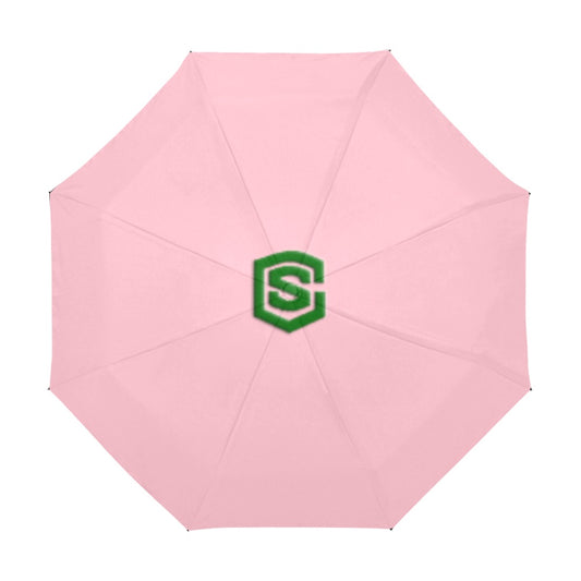 Pink Anti-UV Automatic Umbrella With Green Logo Anti-UV Automatic Umbrella(Outside Printing)(Model U09)