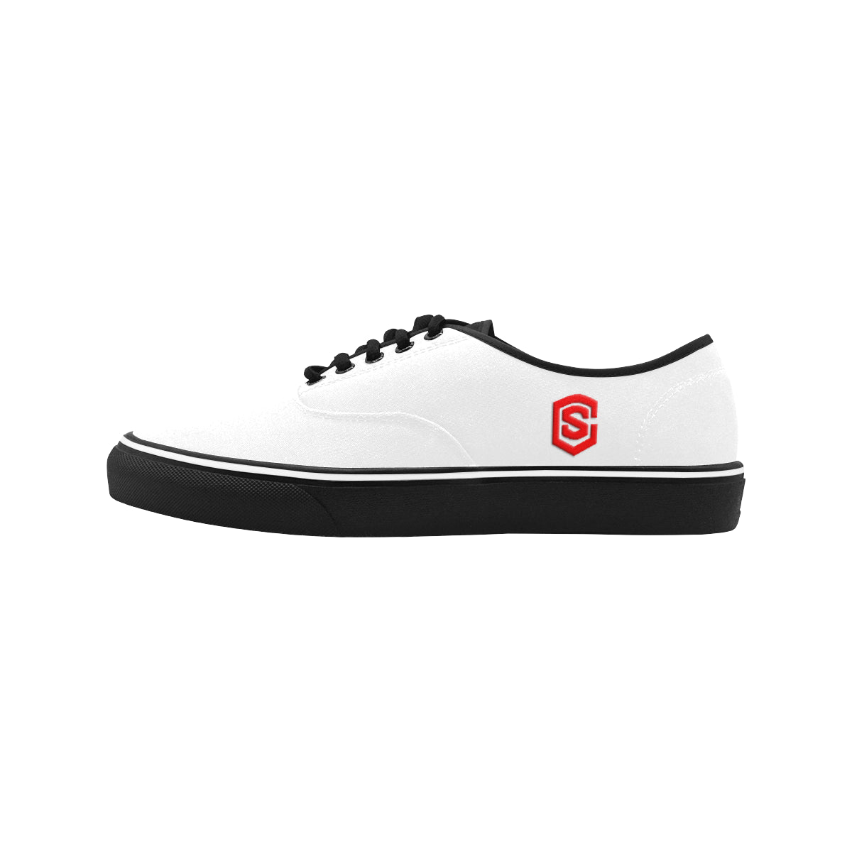 red logo Classic Men's Canvas Low Top Shoes/Large (Model E001-4)