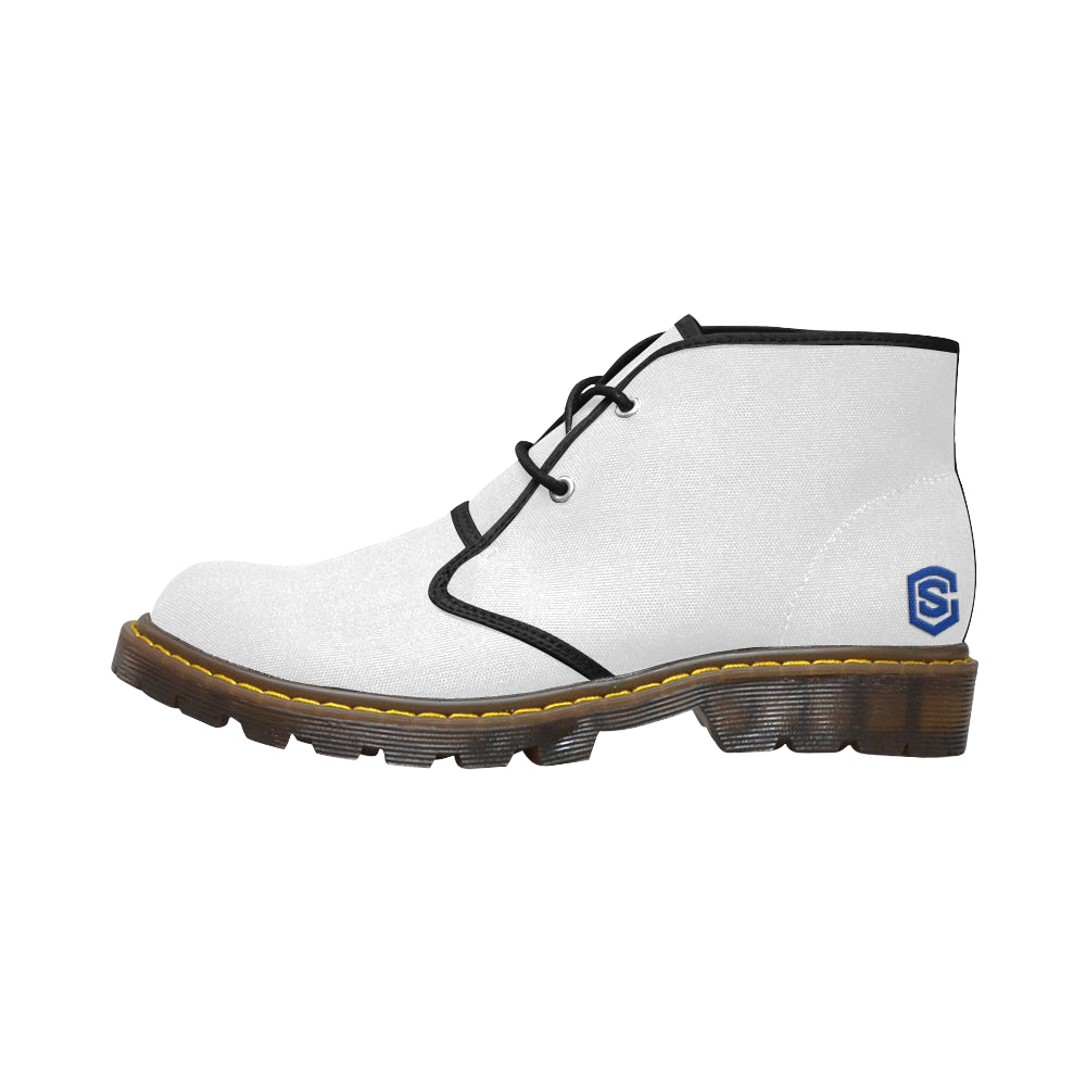 blue logo Women's Canvas Chukka Boots (Model 2402-1)