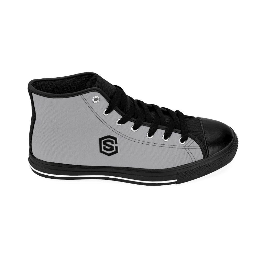 grey Men's High-top Sneakers - black logo