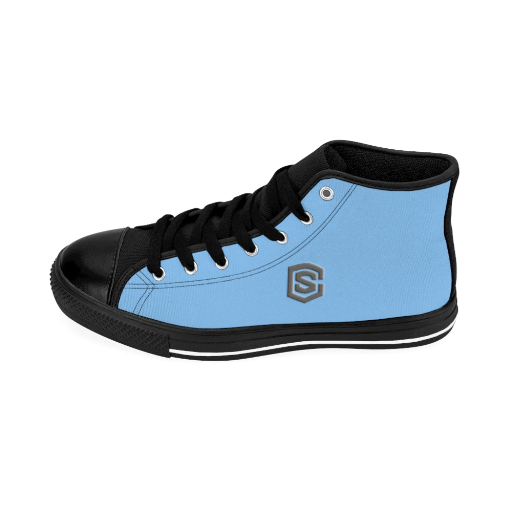 blue Men's High-top Sneakers Silver logo