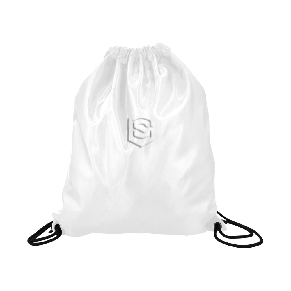 White Drawstring Bags Large With White Logo Drawstring Bags (Model 1604) (Large)