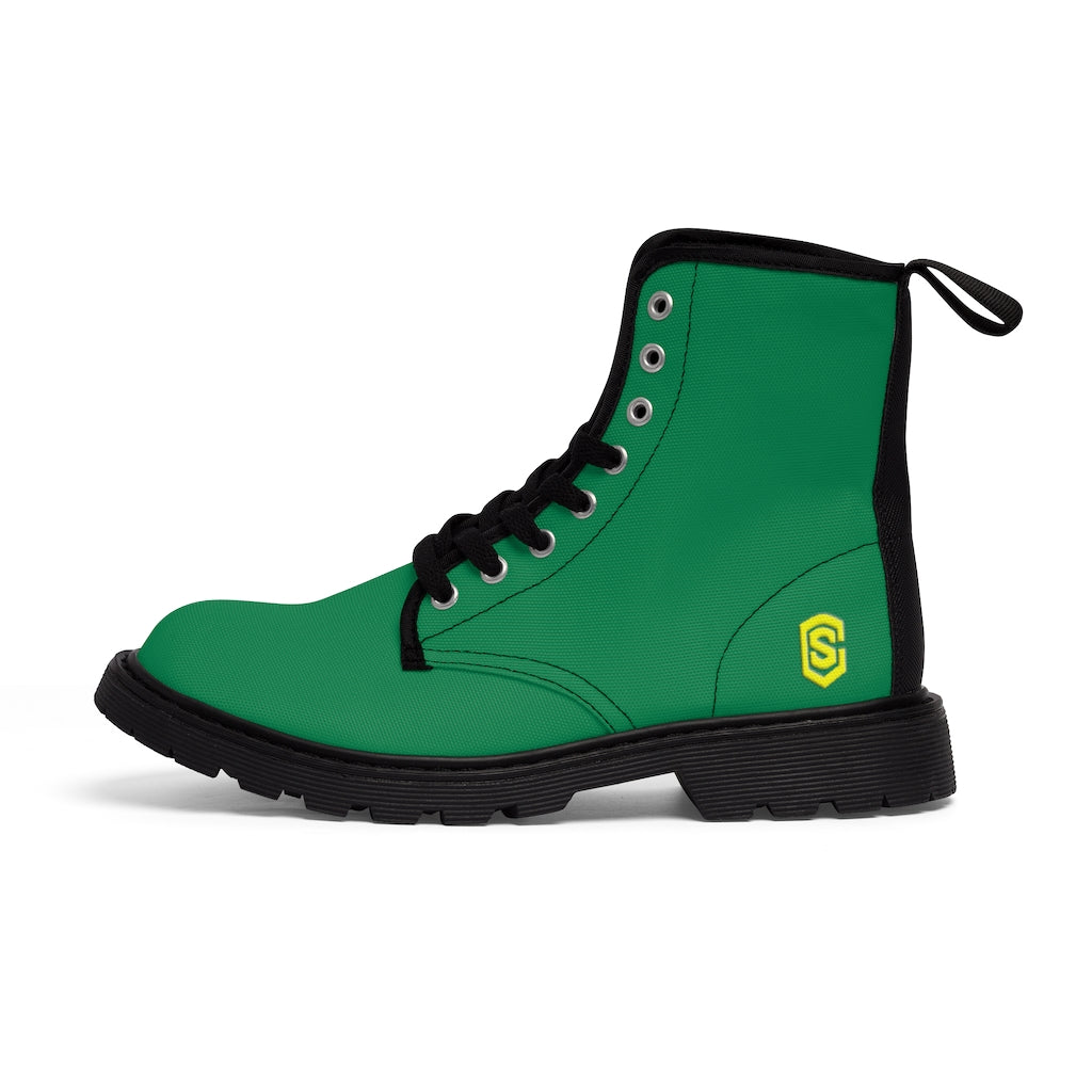 Green Men's Canvas Boots Yellow Logo