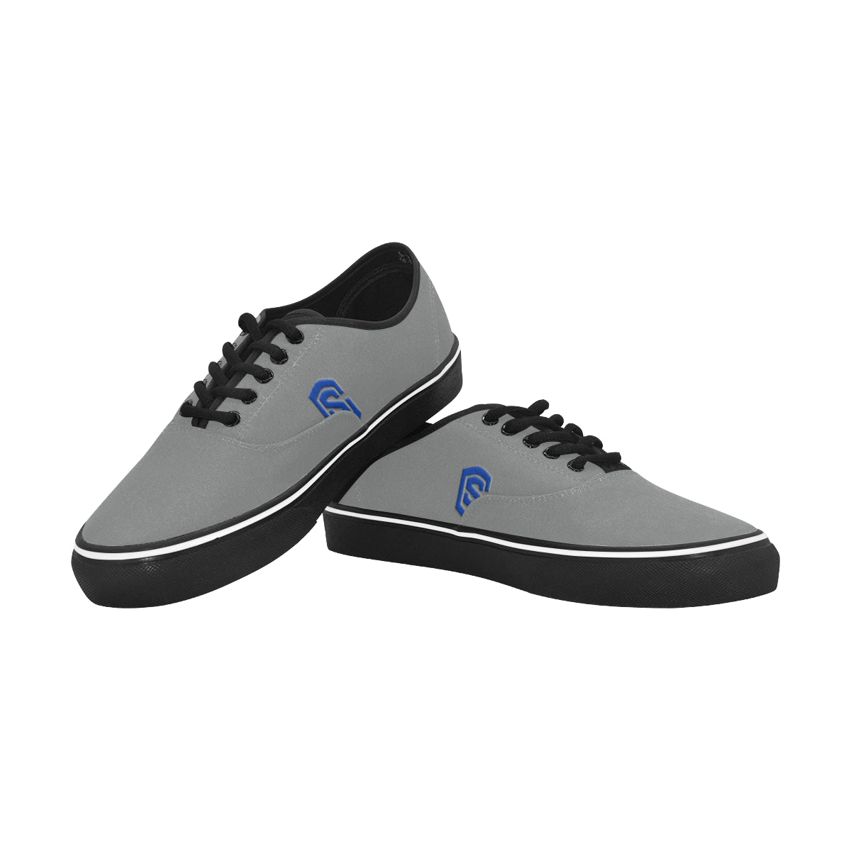 blue logo Classic Men's Canvas Low Top Shoes/Large (Model E001-4)