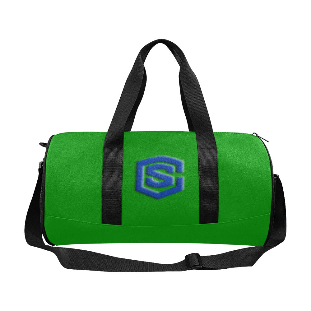 GREEN TRAVEL BAG WITH BLUE LOGO Travel Duffel Bags (Model 1679)